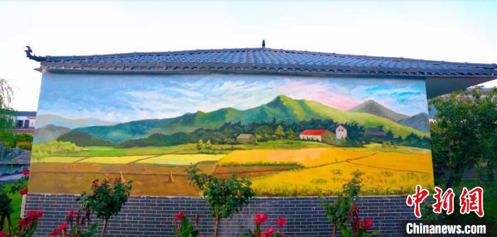 繪制好的鄉(xiāng)村墻繪。　寧夏文旅廳供圖